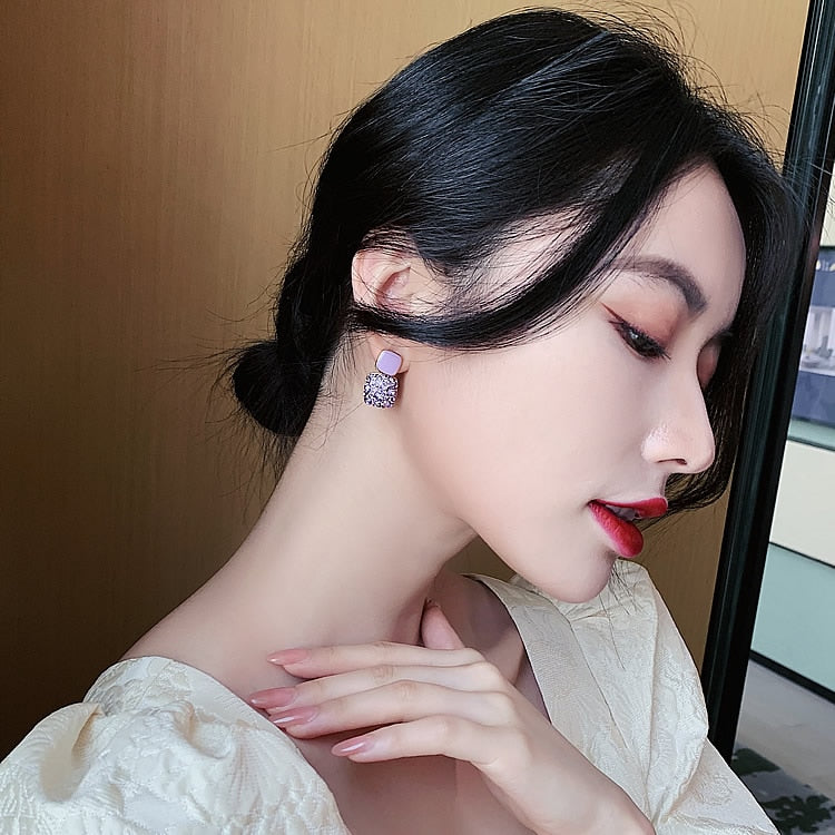 Lilac Square Earrings
