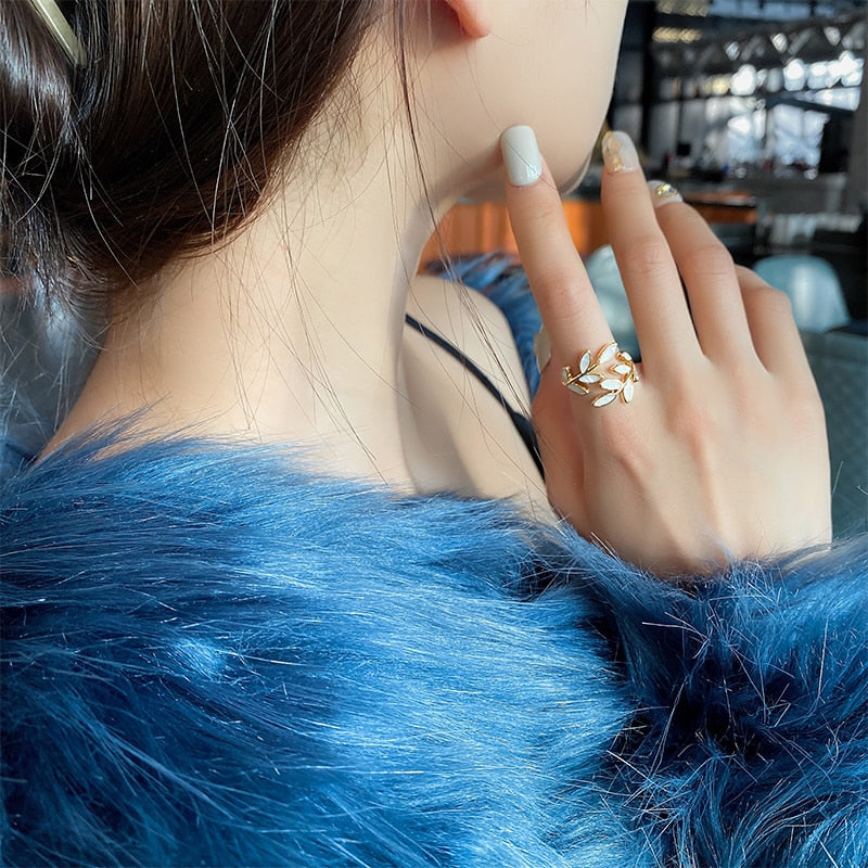 Opal Leaf Ring
