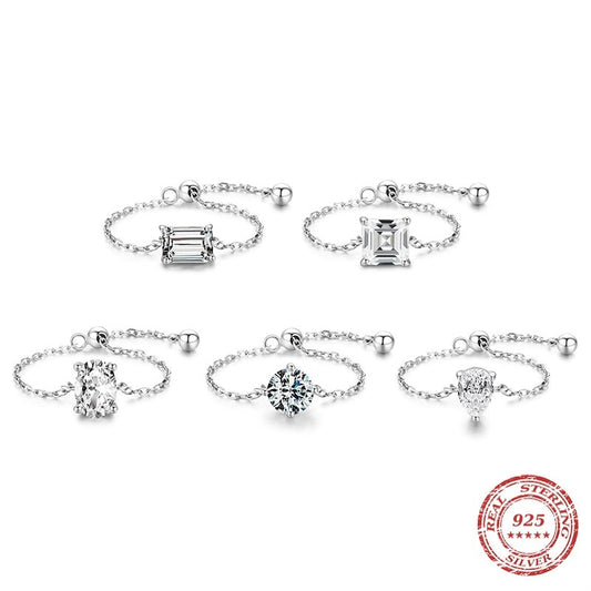 Sterling Silver Charm Chain Ring