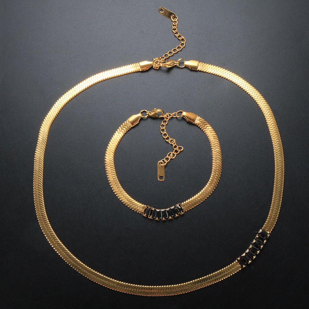 Zircon Bracelet and Necklace Jewelry Set