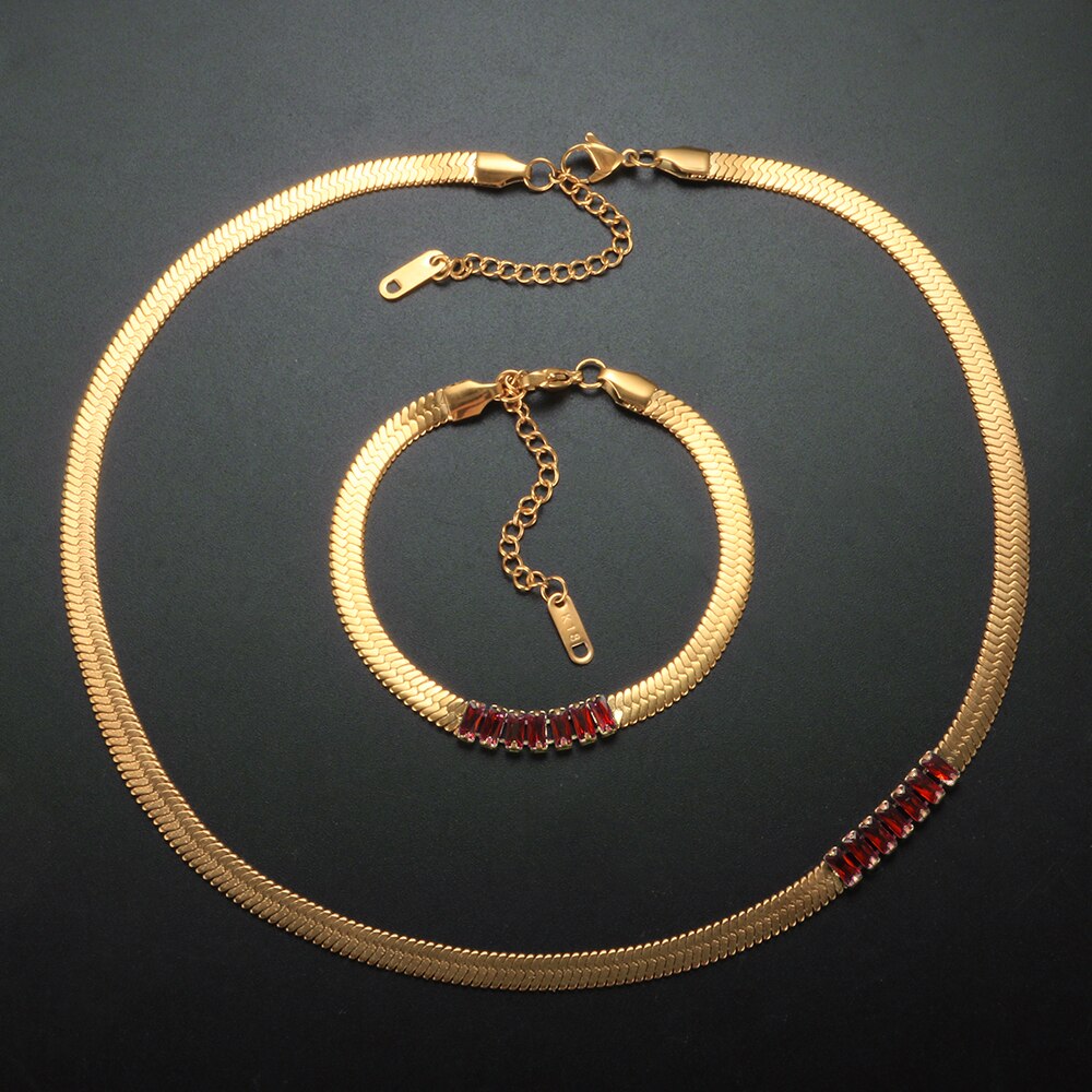 Zircon Bracelet and Necklace Jewelry Set