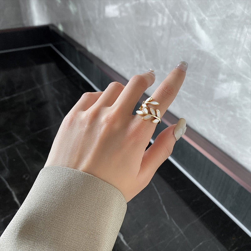 Opal Leaf Ring