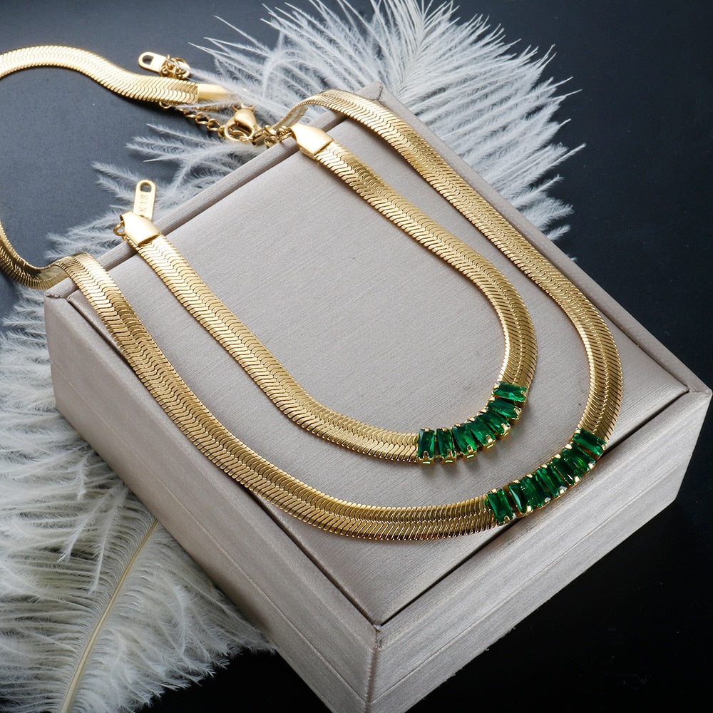 Zircon Bracelet and Necklace Jewelry Set