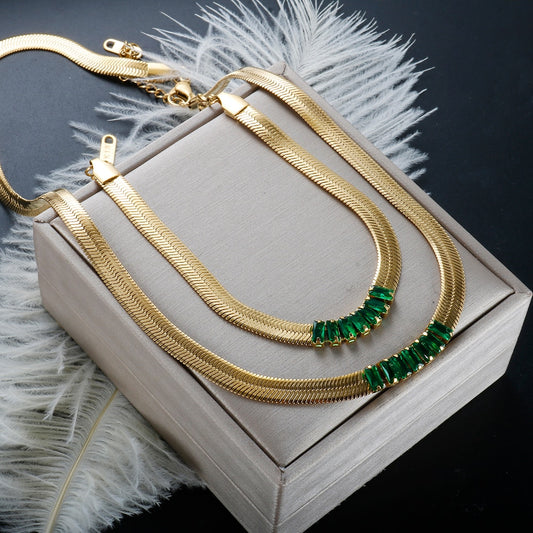 Zircon Bracelet and Necklace Jewelry Set