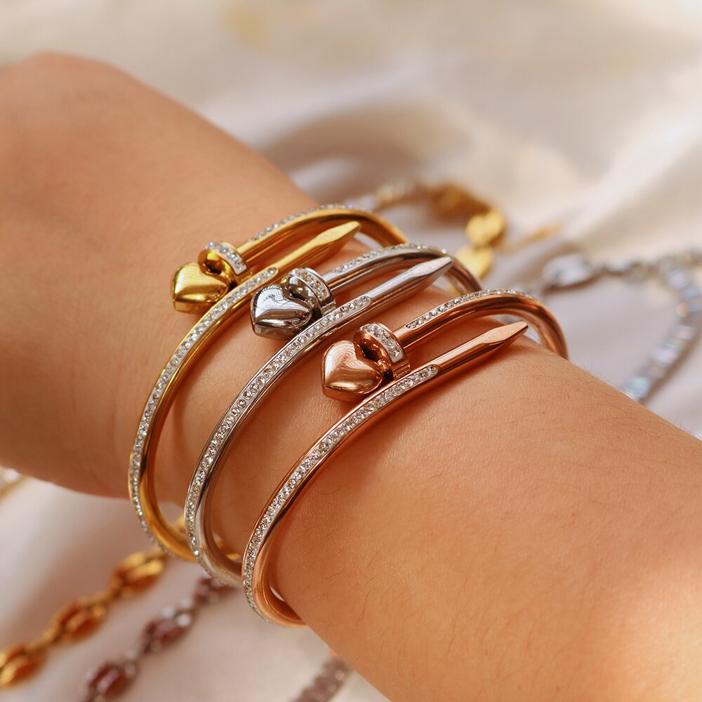 Love Heart Crystal Bangle