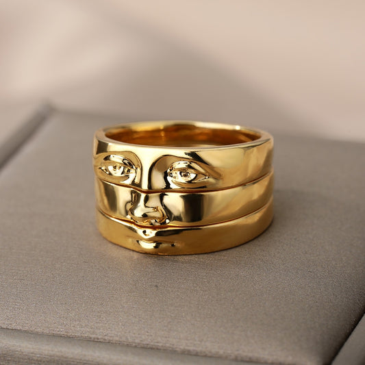 Golden Face Stack of 3 Rings