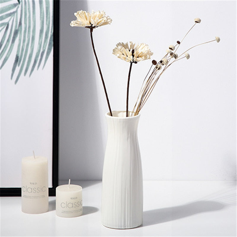 Minimalist white vase collection