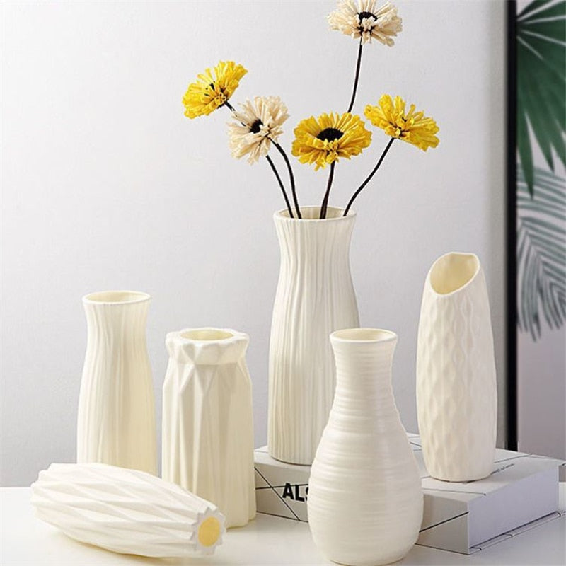 Minimalist white vase collection
