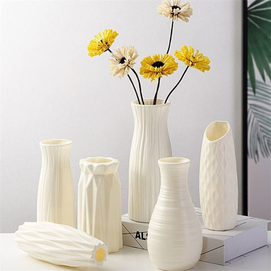 Minimalist white vase collection