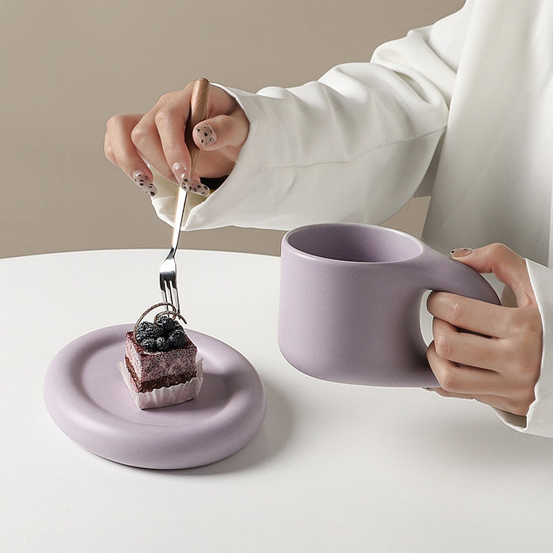 Jumbo Ceramic Mug and Dish set