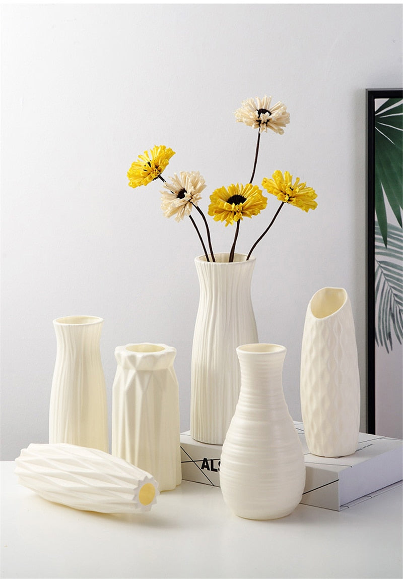 Minimalist white vase collection