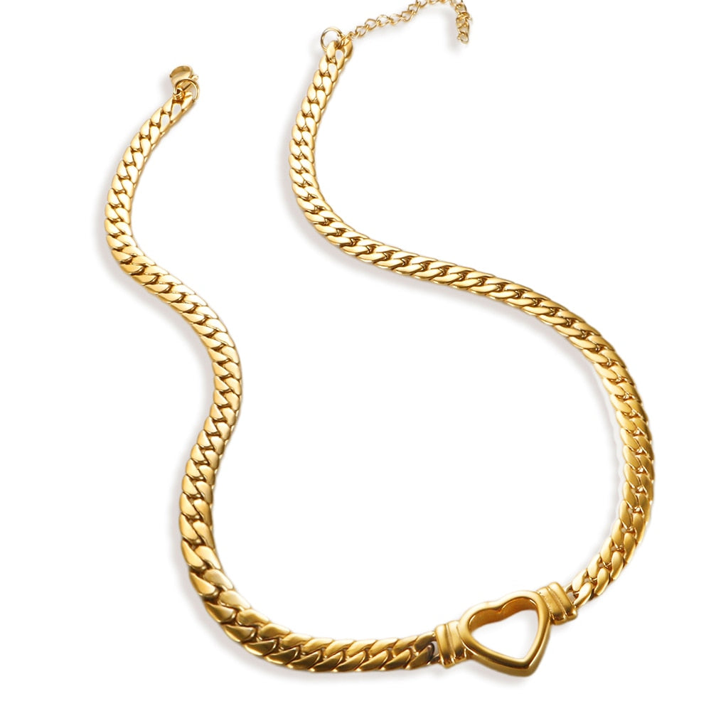 Love Heart Necklace and Bracelet Set