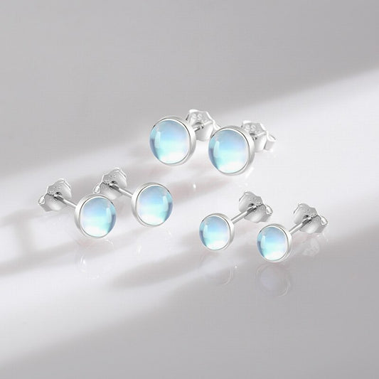 Sterling Silver Moonstone Stud Earrings