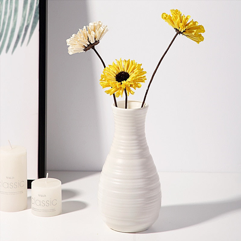 Minimalist white vase collection