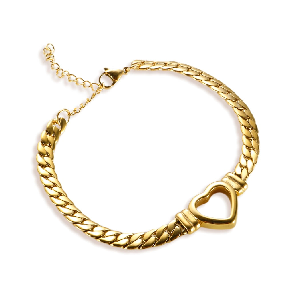 Love Heart Necklace and Bracelet Set
