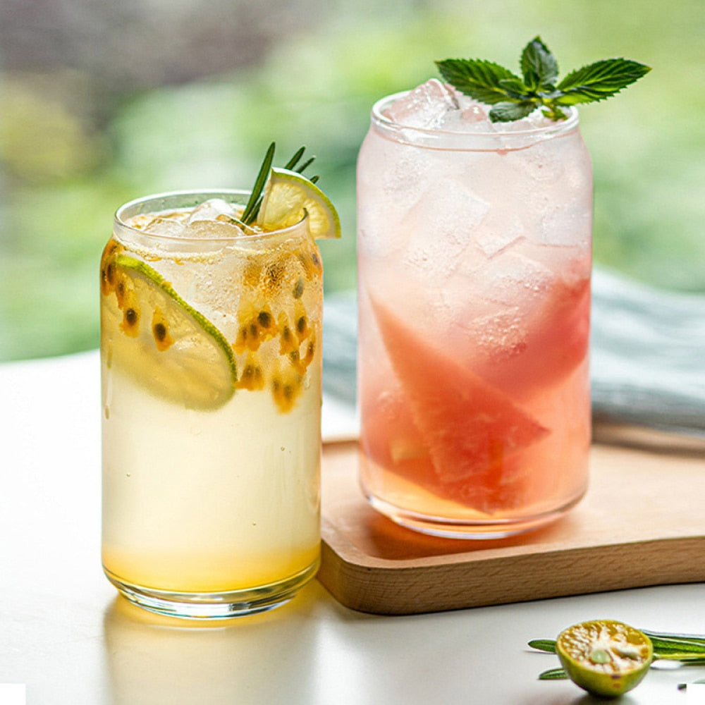 Glass Drinkware With Lid and Straw